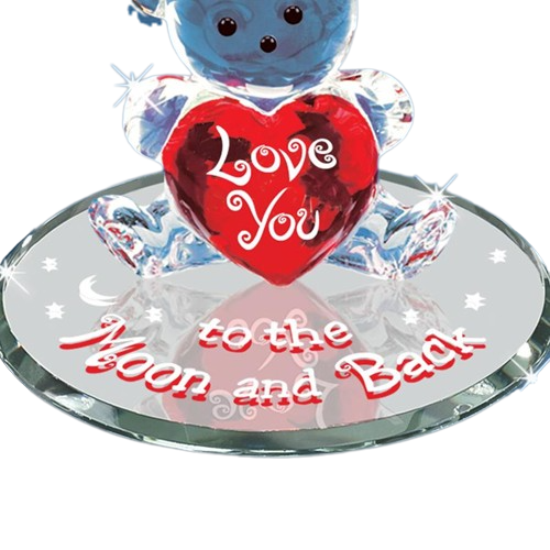 Glass Baron Bear and Red Heart Figurine To the Moon and Back