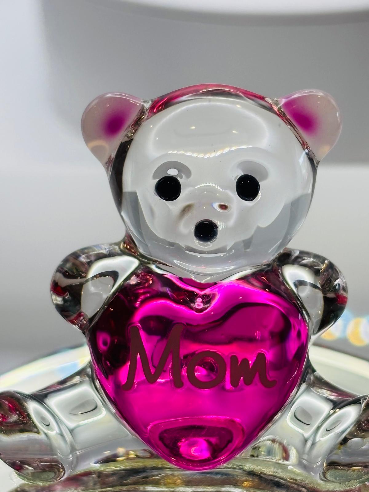 Love You Bear for Mom Figurine | Handcrafted Glass Bear Mother’s Gift Décor