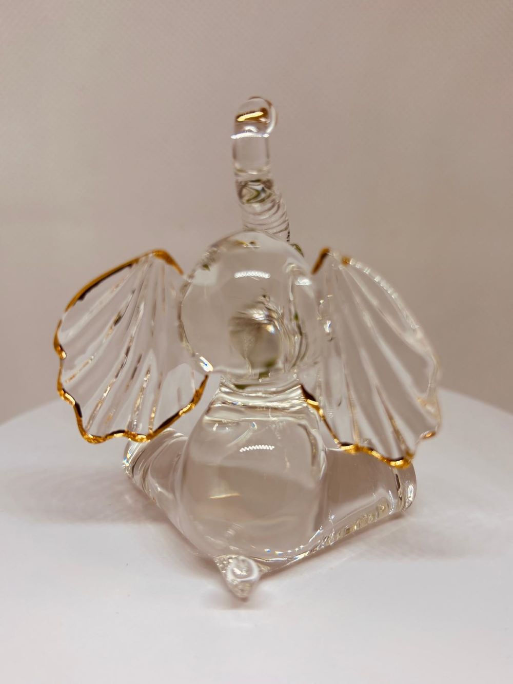 Lucky the Elephant Figurine with Clover Handcrafted Glass Gift