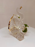Lucky the Elephant Figurine with Clover Handcrafted Glass Gift