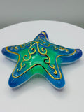 Glass Starfish Figurine with 22K Gold | Ocean Theme Decor | Coastal Beach Gift