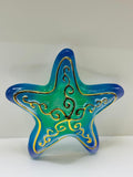 Glass Starfish Figurine with 22K Gold | Ocean Theme Decor | Coastal Beach Gift