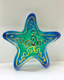 Glass Starfish Figurine with 22K Gold | Ocean Theme Decor | Coastal Beach Gift