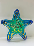 Glass Starfish Figurine with 22K Gold | Ocean Theme Decor | Coastal Beach Gift