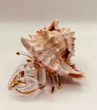 Hermit Crab Figurine Handcrafted Glass & Shell Coastal Decor