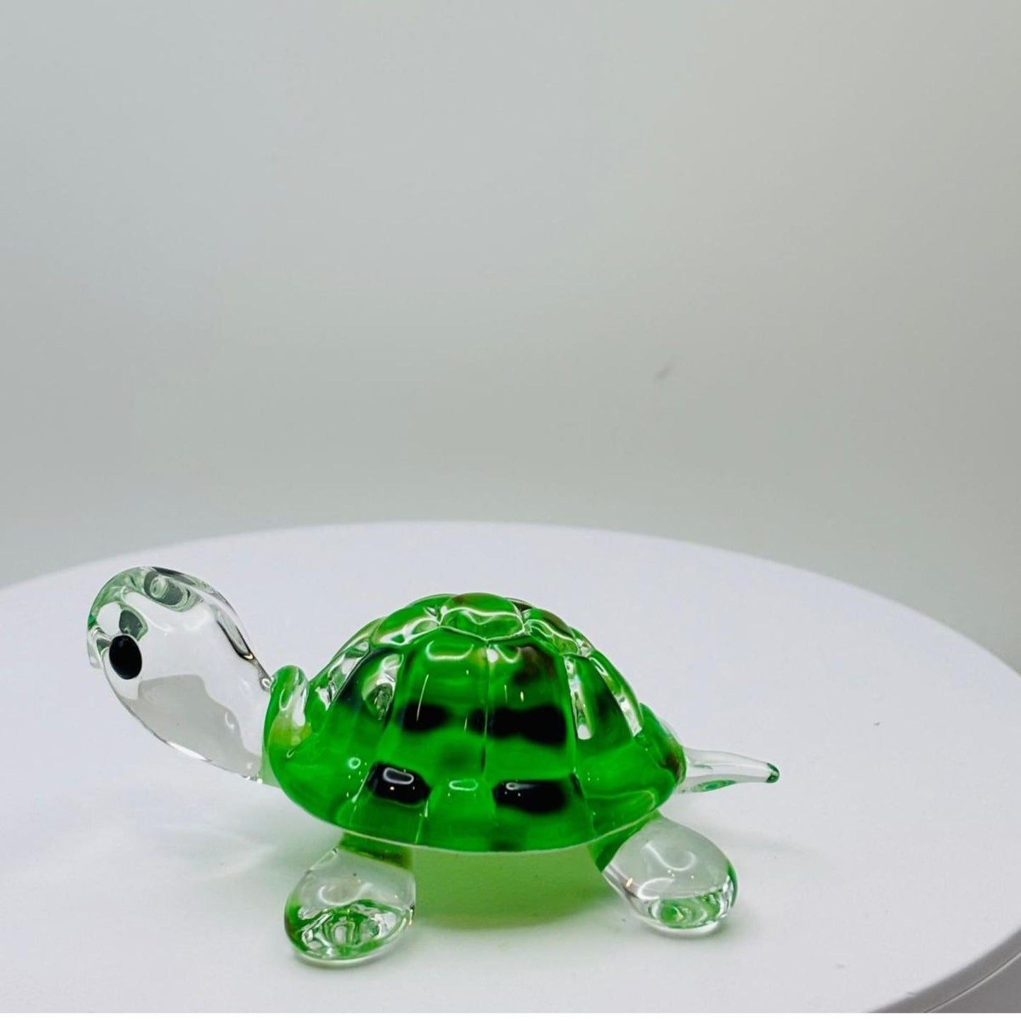 Green Turtle Glass Figurine Handcrafted Sea Turtle Decor