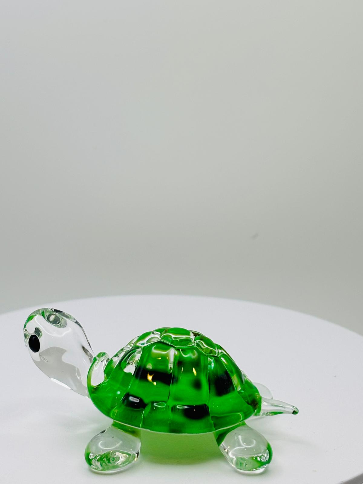 Green Turtle Glass Figurine Handcrafted Sea Turtle Decor
