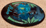 Sea Turtle Aloha Figurine with Crystals on Glass Mirror Coastal Decor