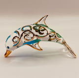 Paradise Dolphin Glass Figurine Handcrafted Ocean Theme Decor