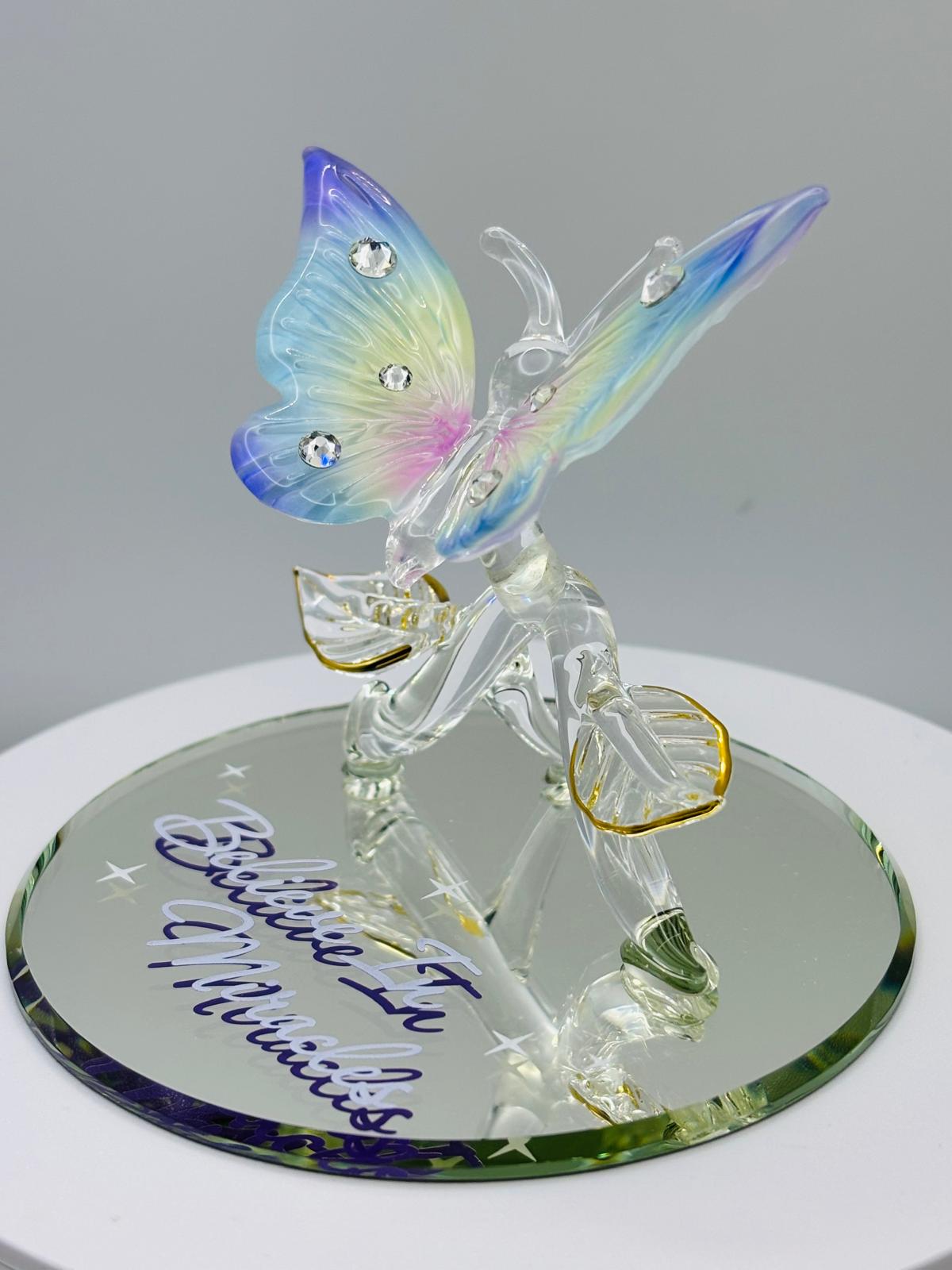Glass Butterfly Believe in Miracles Handcrafted Inspirational Decor