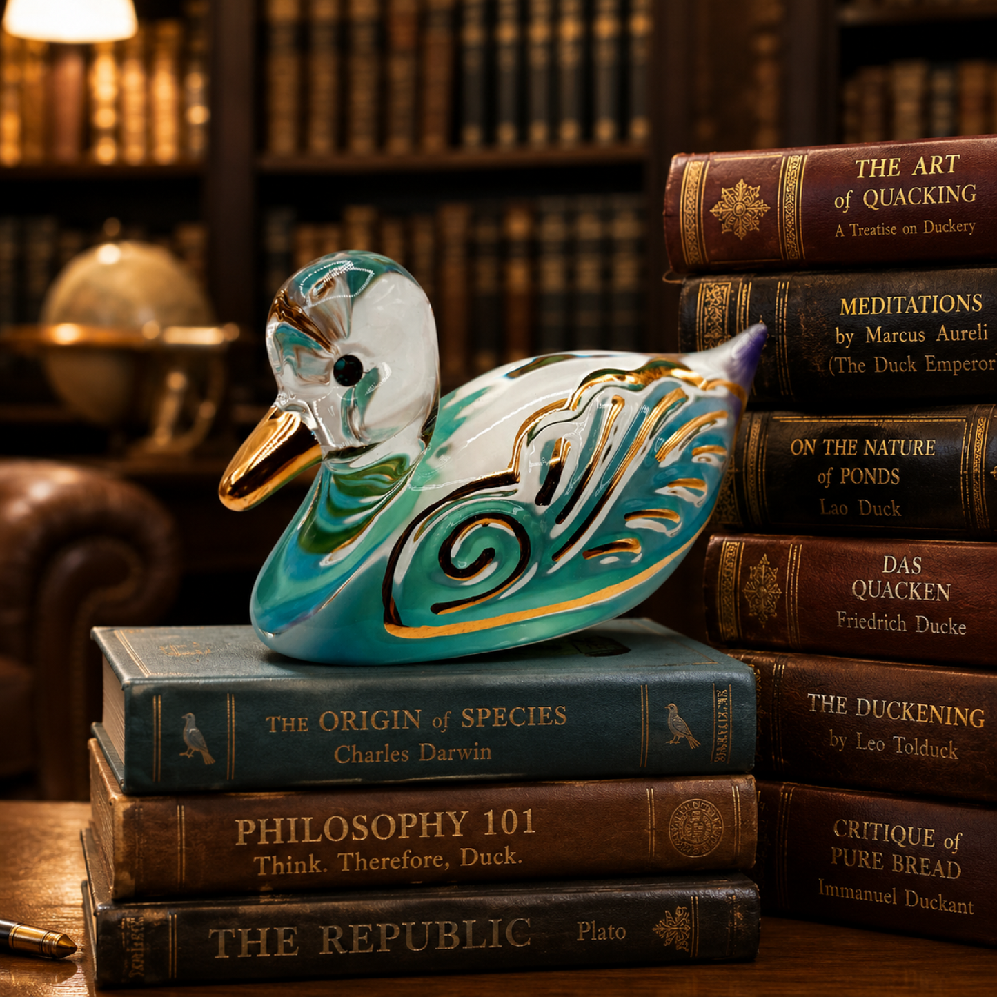 Glass Duck Figurine  Duck Lover Gift, Handcrafted Glass Bird Collectible