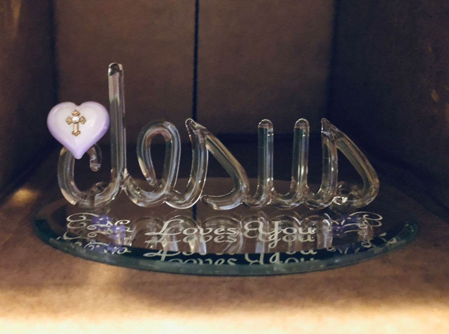 Jesus Loves You ~ Lilac Heart w/ Cross ~ Religious