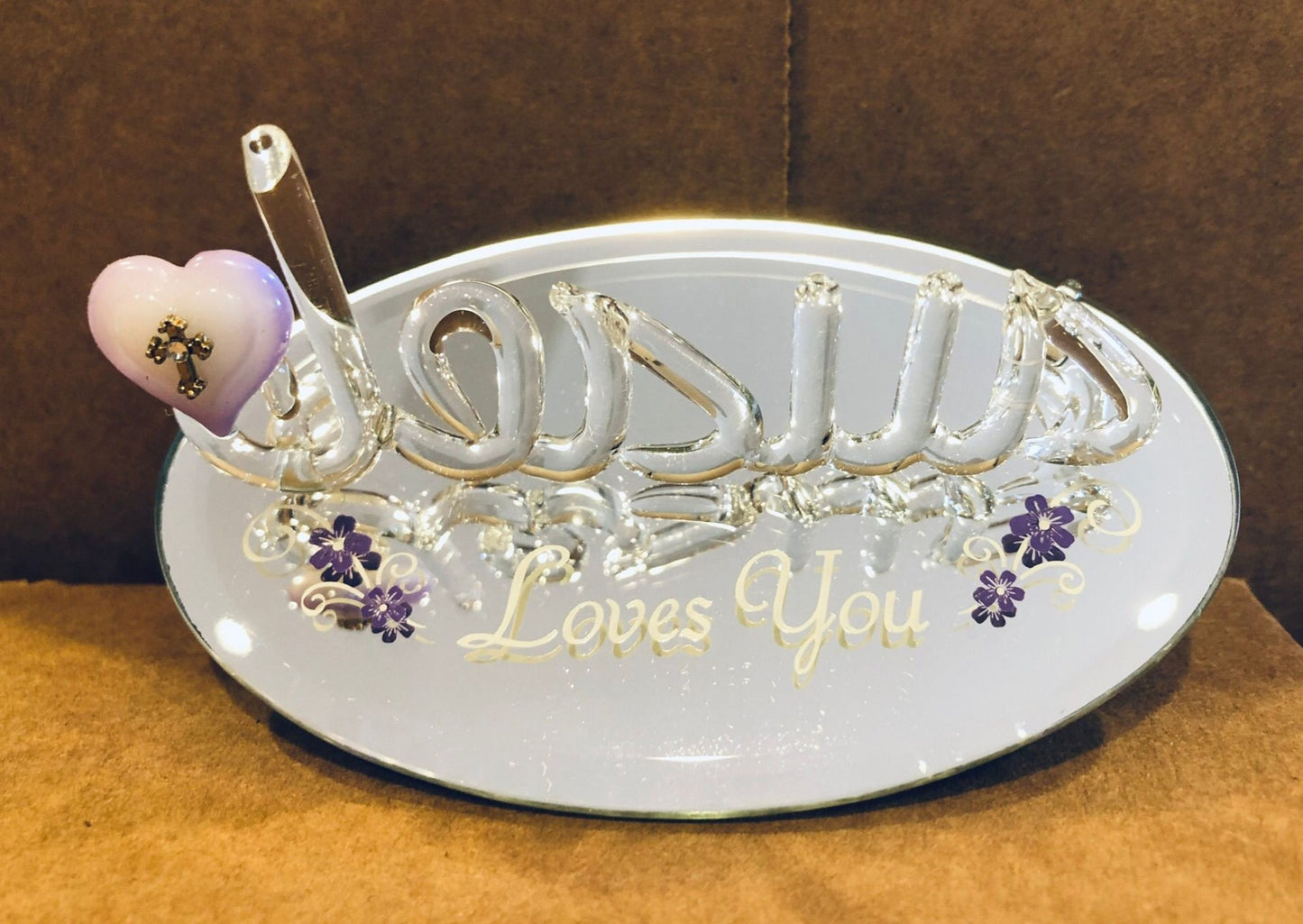 Jesus Loves You ~ Lilac Heart w/ Cross ~ Religious