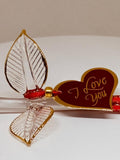 Red & Gold Rose “I Love You” Figurine | Handcrafted Glass Romantic Décor