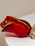 Red & Gold Rose “I Love You” Figurine | Handcrafted Glass Romantic Décor