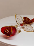 Red & Gold Rose “I Love You” Figurine | Handcrafted Glass Romantic Décor