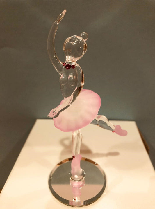 Handcrafted Glass Ballerina Figurine with Crystals Ballet Gift