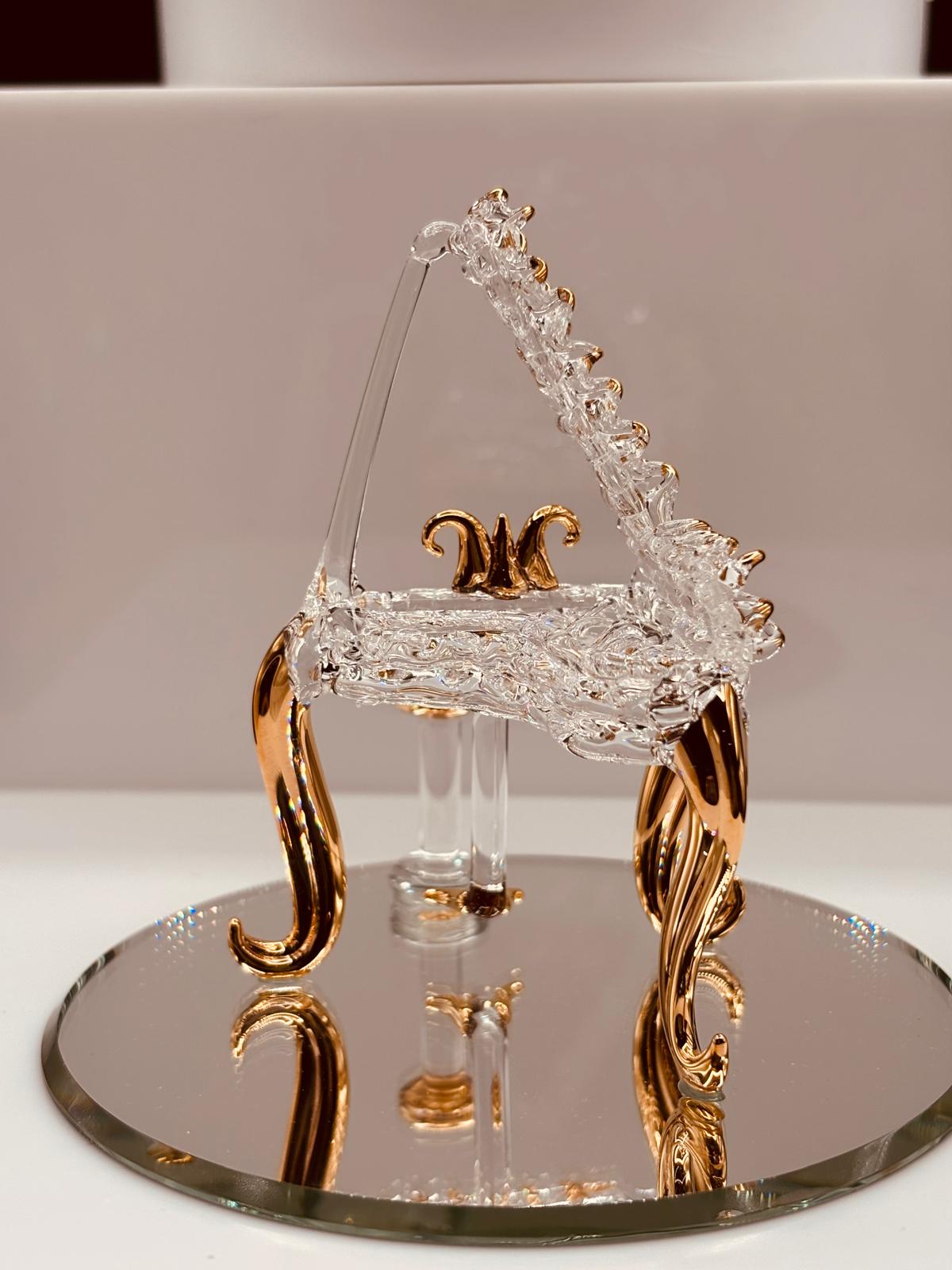 Glass Piano Figurine | Music Collectible Display Home Décor