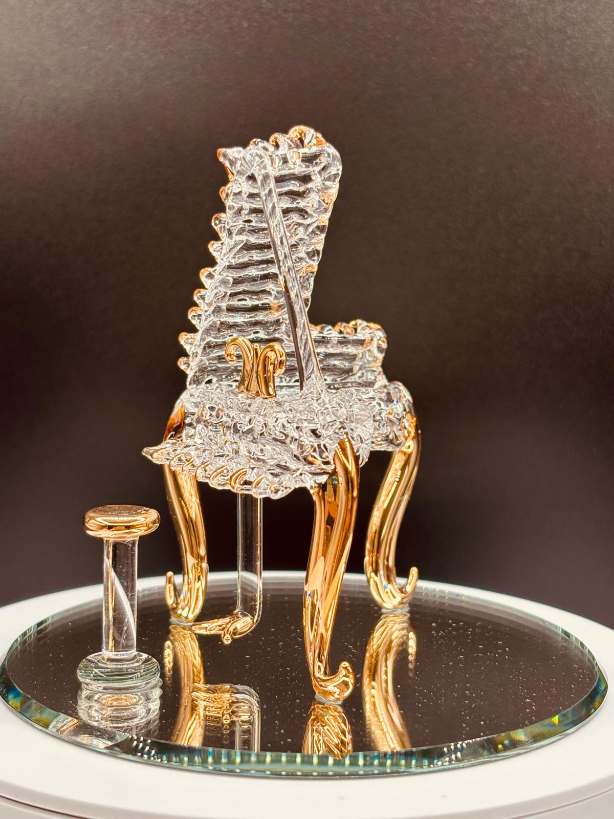Glass Piano Figurine | Music Collectible Display Home Décor