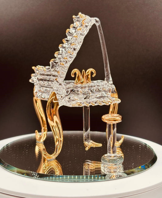 Glass Piano Figurine | Music Collectible Display Home Décor
