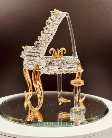Glass Piano Figurine | Music Collectible Display Home Décor