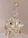 Handcrafted Glass Elephant with Gold and Crystal Accents