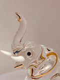 Handcrafted Glass Elephant with Gold and Crystal Accents