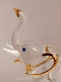 Handcrafted Glass Elephant with Gold and Crystal Accents