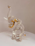 Handcrafted Glass Elephant with Gold and Crystal Accents