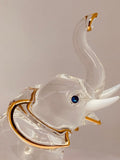 Handcrafted Glass Elephant with Gold and Crystal Accents