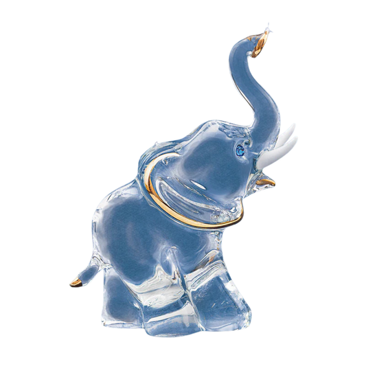 glass elephant figurine with raised trunk small elephant decor good luck elephant collectible gift