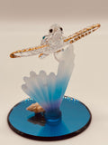 Sea Turtle with Blue Coral Glass Figurine | Handcrafted Ocean Decor for Coastal Homes