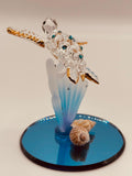 Sea Turtle with Blue Coral Glass Figurine | Handcrafted Ocean Decor for Coastal Homes