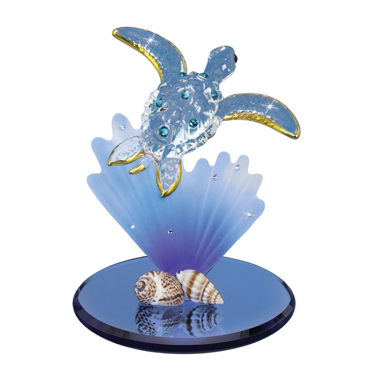sea turtle figurine on ocean themed base coastal decor gift for beach lovers