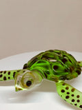 Glass Sea Turtle Figurine Handcrafted Coastal Ocean Home Decor