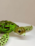Glass Sea Turtle Figurine Handcrafted Coastal Ocean Home Decor