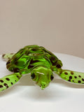 Glass Sea Turtle Figurine Handcrafted Coastal Ocean Home Decor