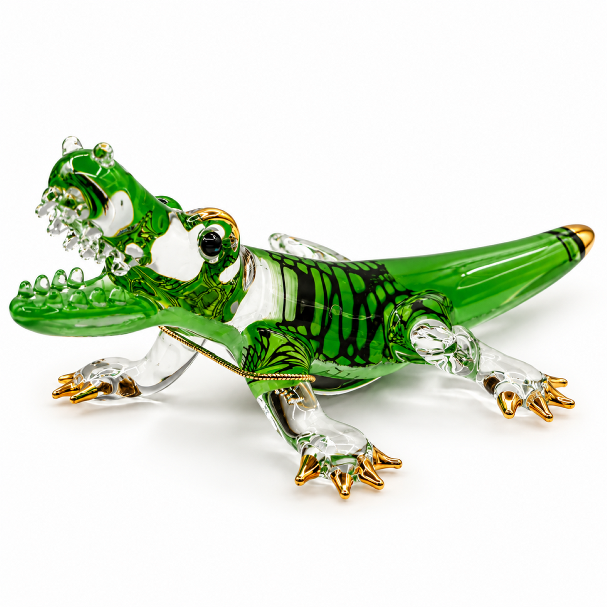 Glass Alligator Figurine, Handcrafted Alligator, Reptile Decor, Alligator Lover Gift
