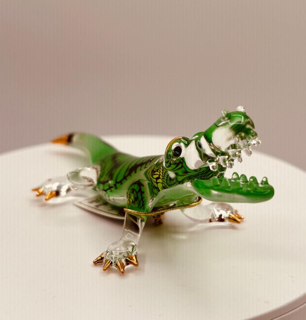 Glass Alligator Figurine, Handcrafted Alligator, Reptile Decor, Alligator Lover Gift