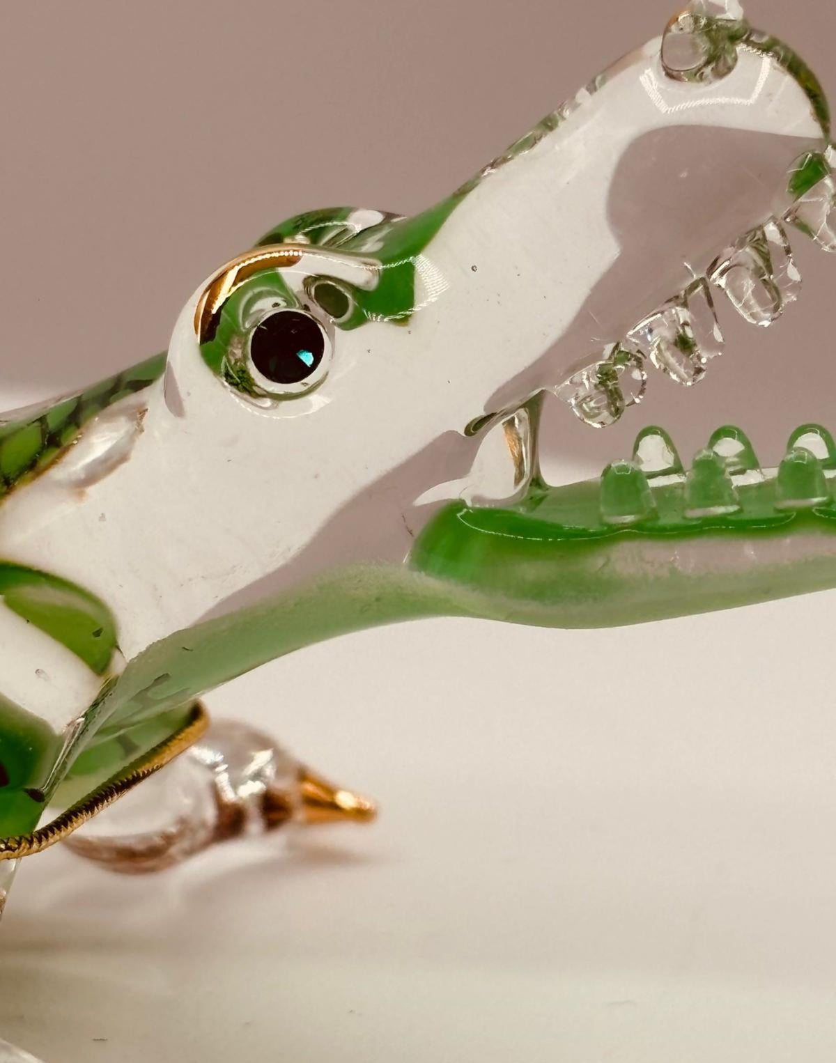 Glass Alligator Figurine, Handcrafted Alligator, Reptile Decor, Alligator Lover Gift