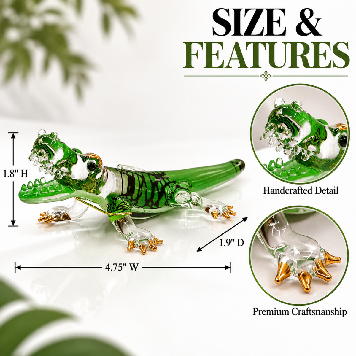 Glass Alligator Figurine, Handcrafted Alligator, Reptile Decor, Alligator Lover Gift