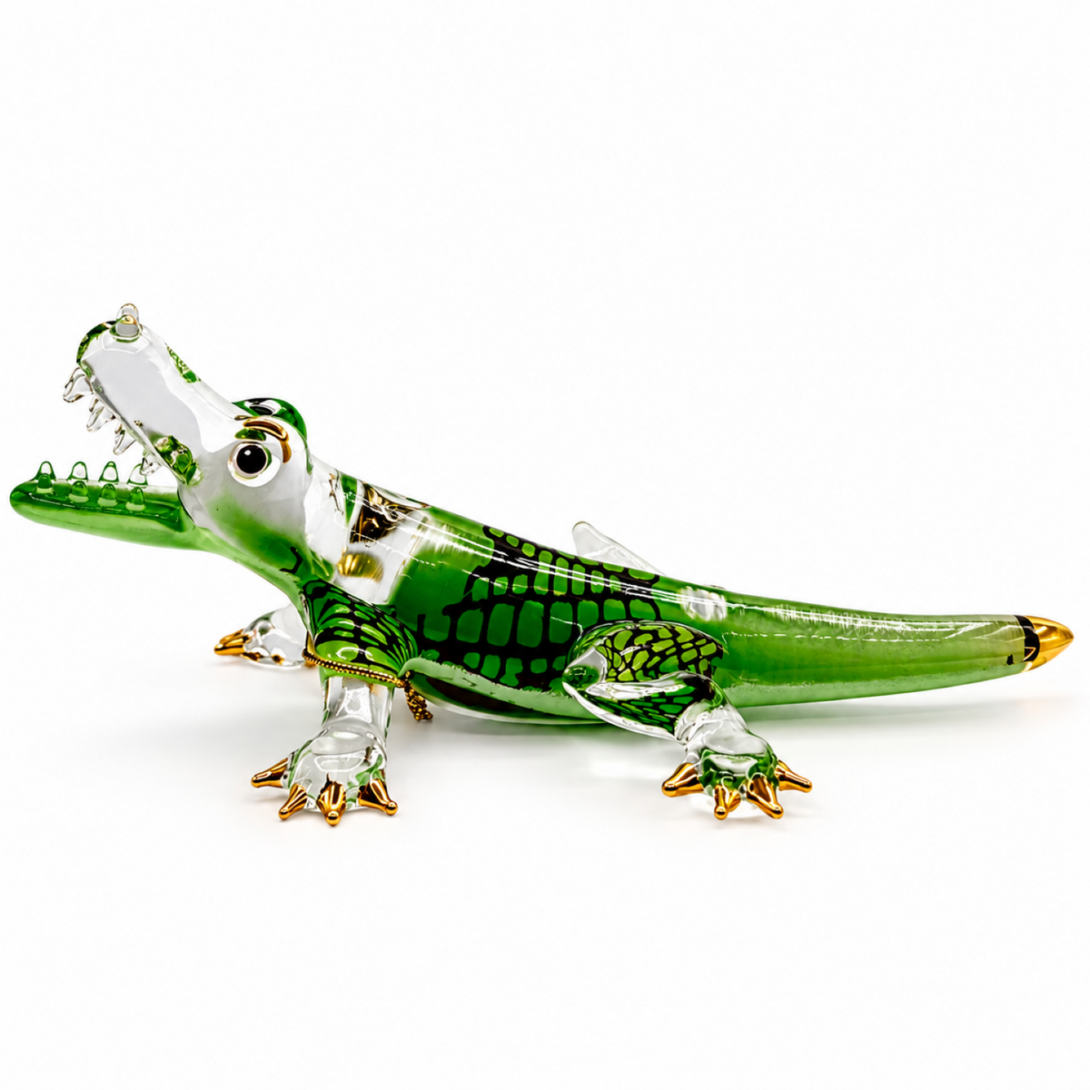 Glass Alligator Figurine, Handcrafted Alligator, Reptile Decor, Alligator Lover Gift