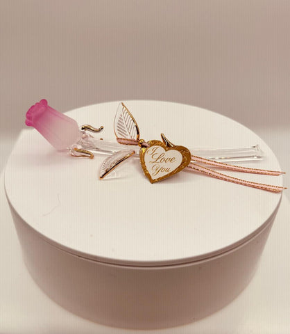 Pink Rose “I Love You” Figurine | Glass Flower Gift Display Décor