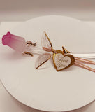Pink Rose “I Love You” Figurine | Glass Flower Gift Display Décor