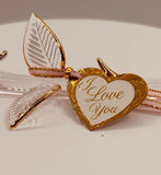 Pink Rose “I Love You” Figurine | Glass Flower Gift Display Décor