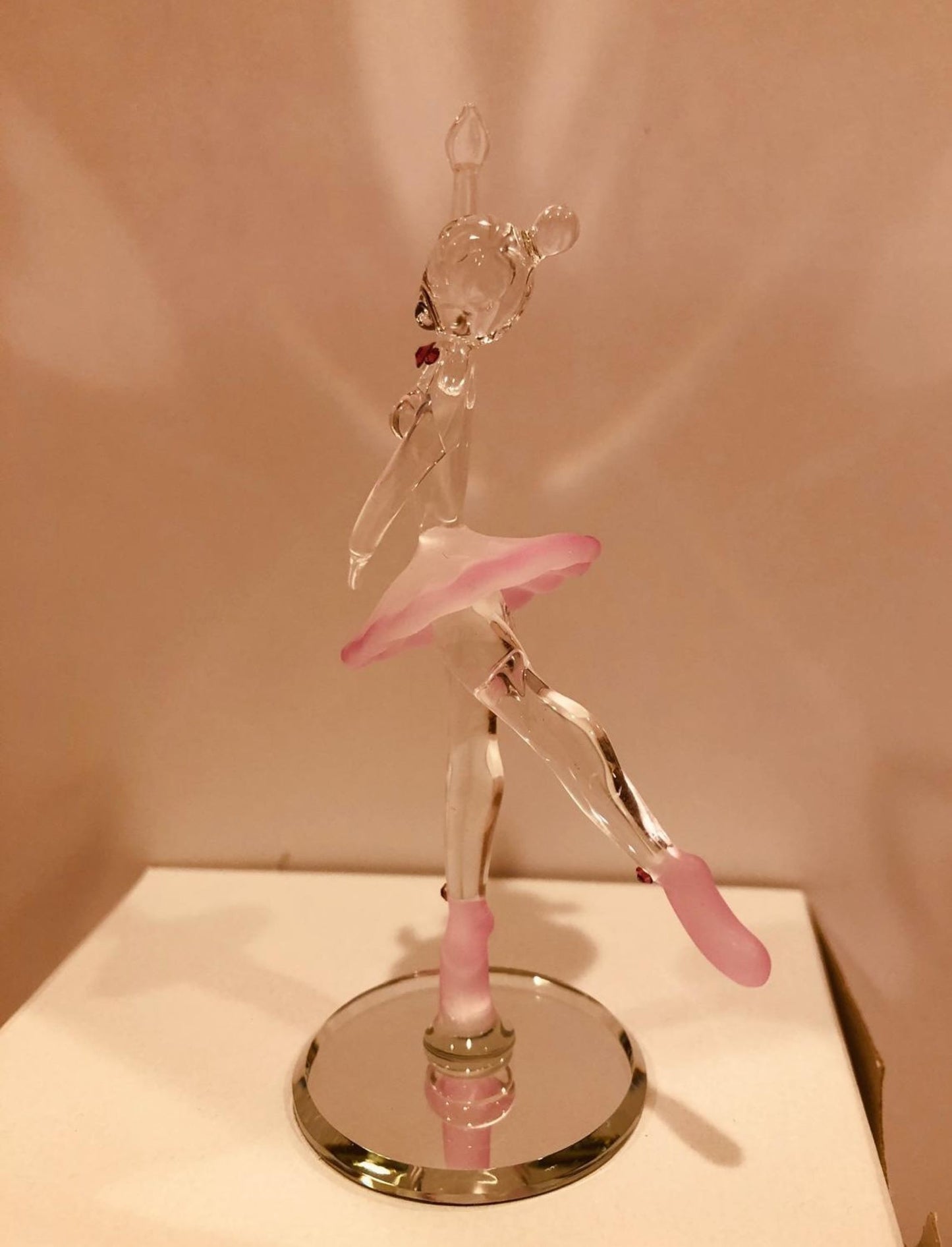 Handcrafted Glass Ballerina Figurine with Crystals Ballet Gift