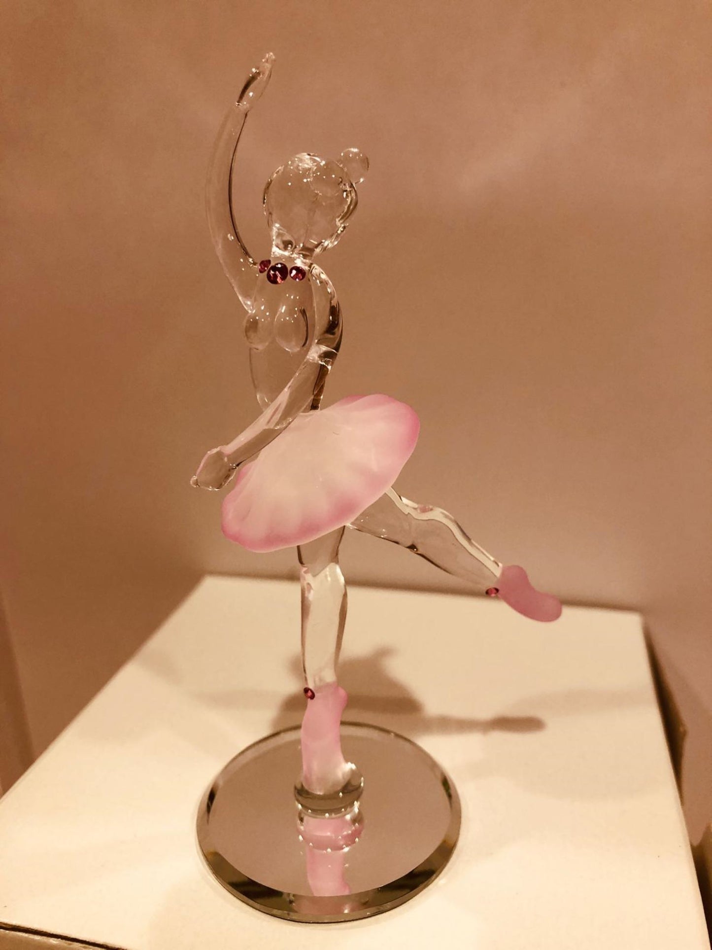 Handcrafted Glass Ballerina Figurine with Crystals Ballet Gift