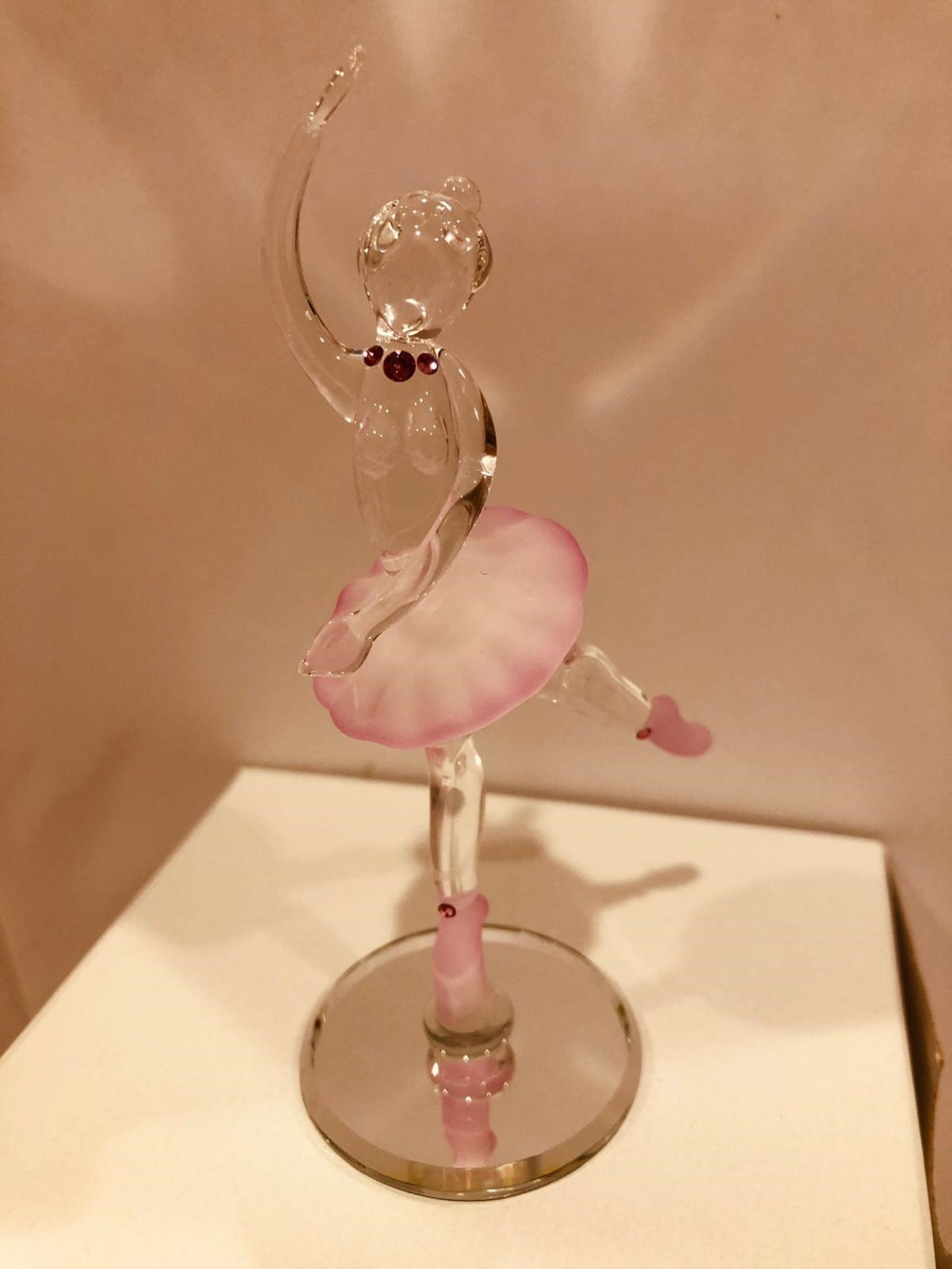 Handcrafted Glass Ballerina Figurine with Crystals Ballet Gift