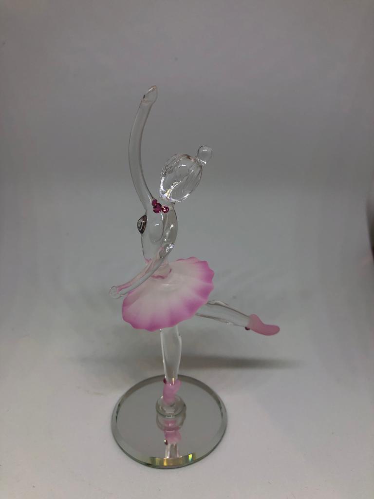 Handcrafted Glass Ballerina Figurine with Crystals Ballet Gift