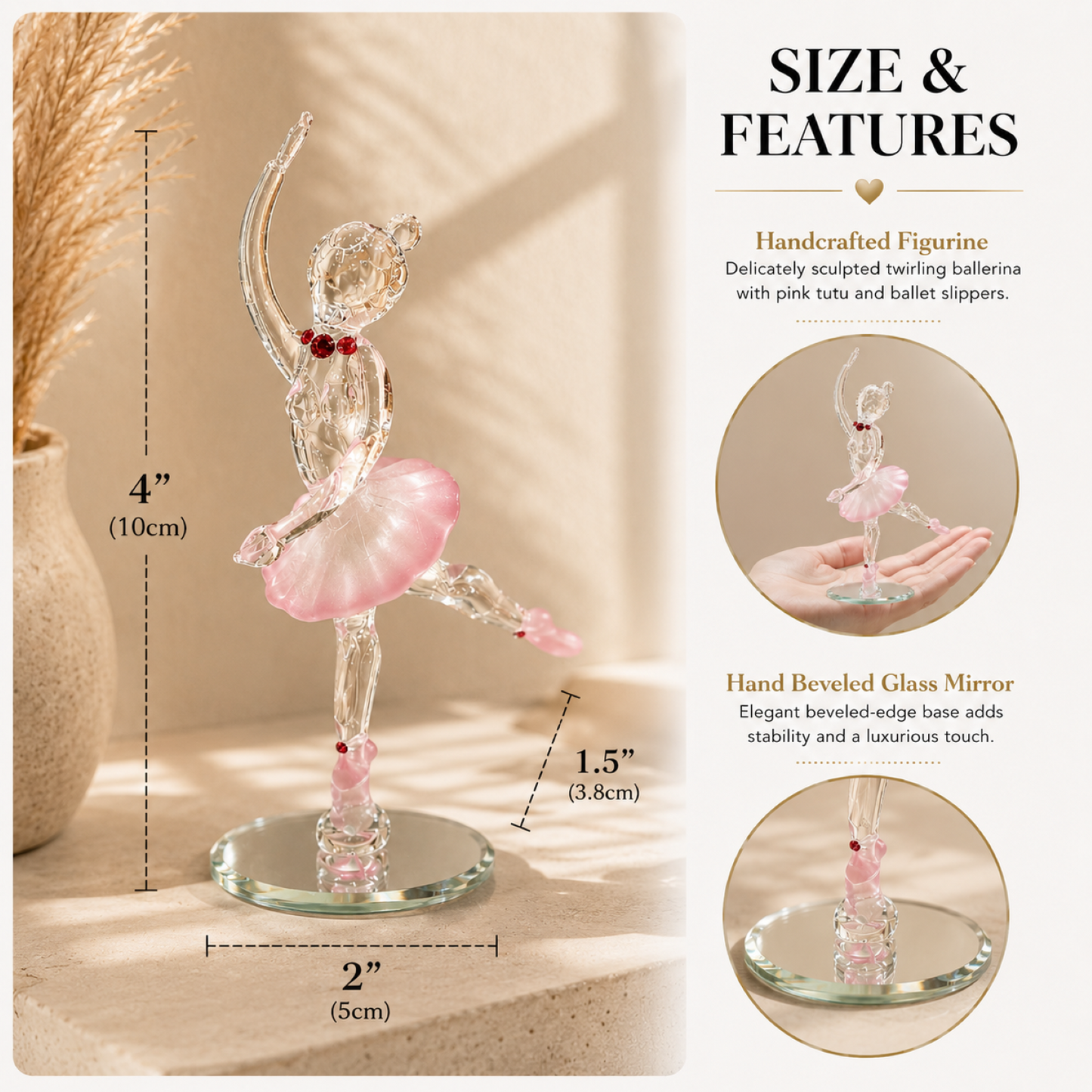Ballerina Figurine Gift Ballet Dancer Glass Decor Girl Dance Gift